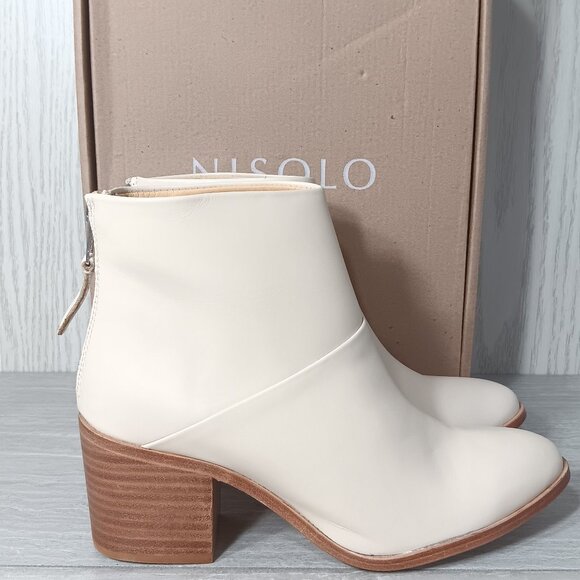 Nisolo NEW Womens Dari Cream Bone Leather Heeled Boot Zip Up Heel Size 8.5 - Picture 9 of 11